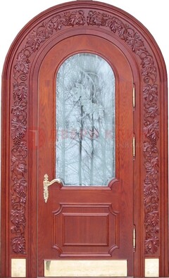 Толстая металлическая арочная дверь со стеклом ДА-20 в Бронницах
