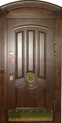 Хорошая стальная арочная дверь с декоративным элементом ДА-23 в Бронницах