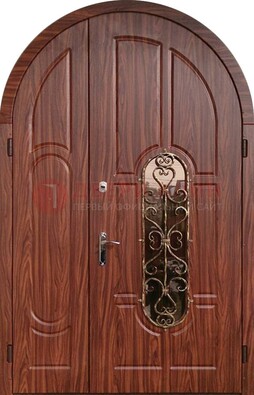 Арочная двухстворчатая стальная дверь Винорит ДА-54 в Бронницах