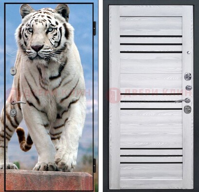Стальная дверь с фотопечатью тигра ДФ-12 в Бронницах