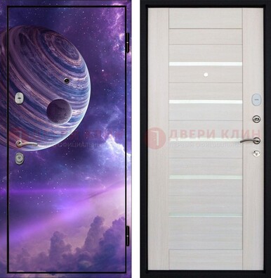 Стальная дверь с фотопечатью планеты ДФ-19 в Бронницах