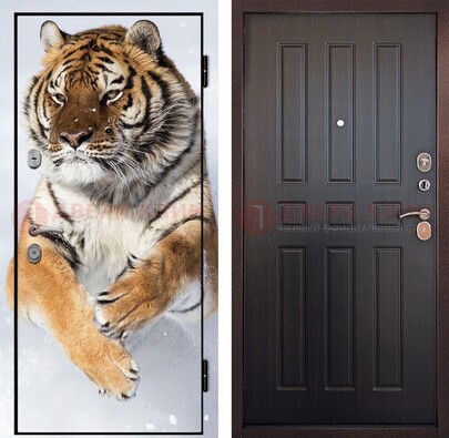Металлическая дверь с фотопечатью тигра ДФ-1 в Бронницах