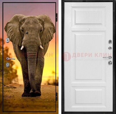 Металлическая дверь с фотопечатью слона ДФ-30 в Бронницах