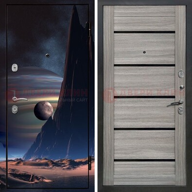 Стальная дверь с фотопечатью космоса ДФ-49 в Бронницах