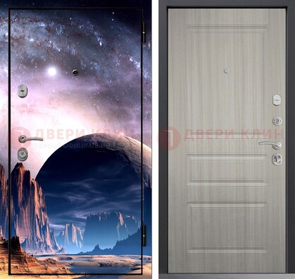 Железная дверь с фотопечатью космоса и планеты ДФ-50 в Бронницах