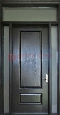 Черная металлическая дверь с фрамугами и стеклом ДФГ-24 в Бронницах