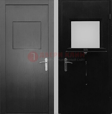 Черная стальная дверь в кассу ламинат внутри ДКС-3 в Бронницах