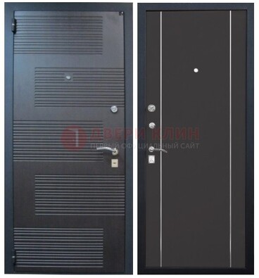 Темная металлическая дверь с МДФ ДМ-105 в деревянный дом в Бронницах
