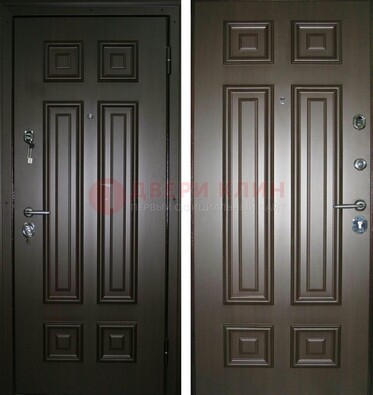 Темная металлическая дверь с МДФ ДМ-136 в квартиру в Бронницах