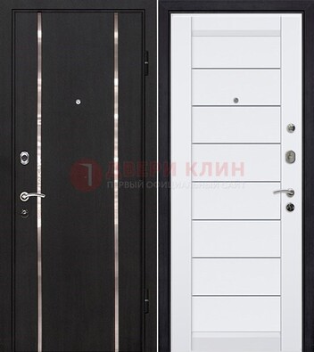 Черная входная дверь с МДФ и декоративными вставками ДМ-143 в Бронницах