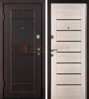 Темная стальная дверь с МДФ ДМ-147 для улицы в Бронницах