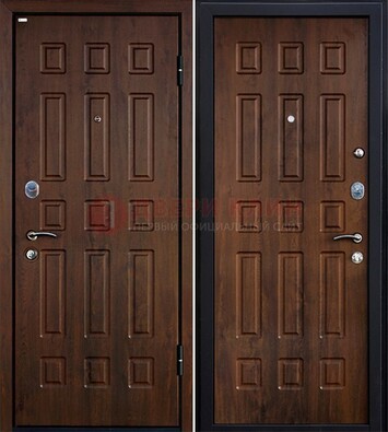 Коричневая металлическая дверь с МДФ ДМ-156 для квартиры в Бронницах