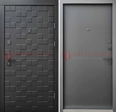 Темная стальная филенчатая дверь с МДФ ДМ-221 в Бронницах