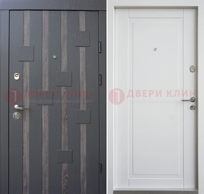 Темная металлическая дверь c белом МДФ внутри ДМ-231 в Бронницах