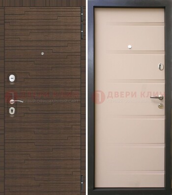 Коричневая  железная дверь c фрезерованной МДФ ДМ-248 в Бронницах