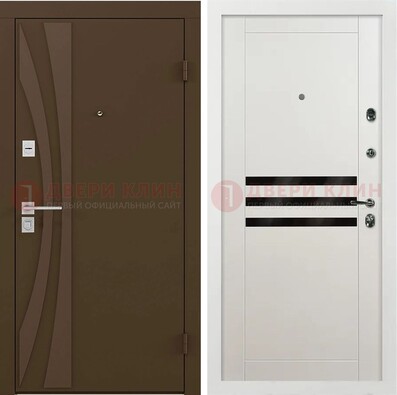 Стальная коричневая дверь с МДФ панелями ДМ-293 в Бронницах