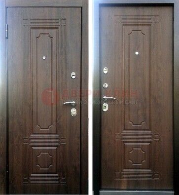 Коричневая металлическая дверь с МДФ ДМ-32 на дачу в Бронницах