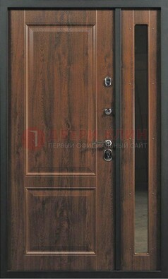 Темная железная дверь с панелью МДФ с зеркалом ДМ-338 в Бронницах