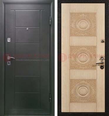 Темная железная дверь с МДФ в квартиру ДМ-344 в Бронницах