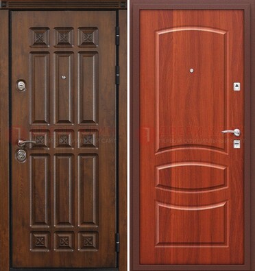 Темная металлическая дверь с МДФ и узором ДМ-364 в Бронницах