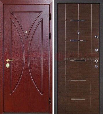 Темно-красная железная дверь с МДФ ДМ-370 в Бронницах