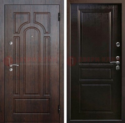 Железная дверь с коричневыми панелями МДФ ДМ-382 в Ставрополе
