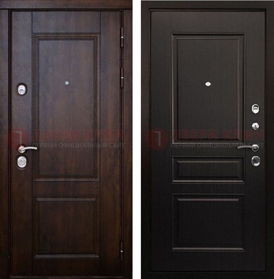 Классическая железная дверь с темными МДФ панелями ДМ-390 в Бронницах