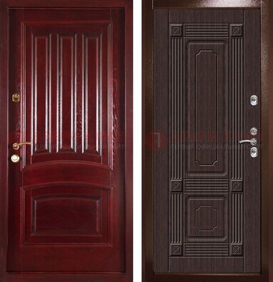 Красная стальная дверь с филенчатой МДФ ДМ-398 в Бронницах