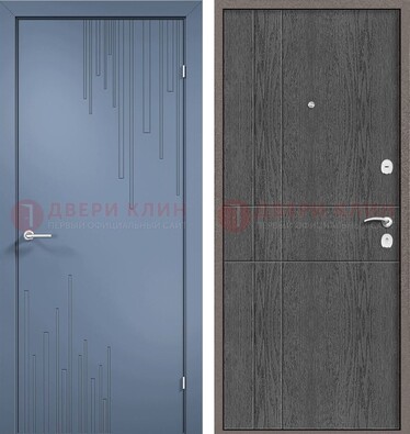 Синяя металлическая дверь МДФ в квартиру ДМ-434 в Бронницах