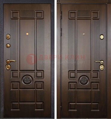 Квартирная коричневая железная дверь с МДФ ДМ-45 в Видном