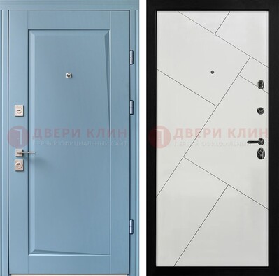 Синяя железная дверь с МДФ панелями ДМ-491 в Бронницах