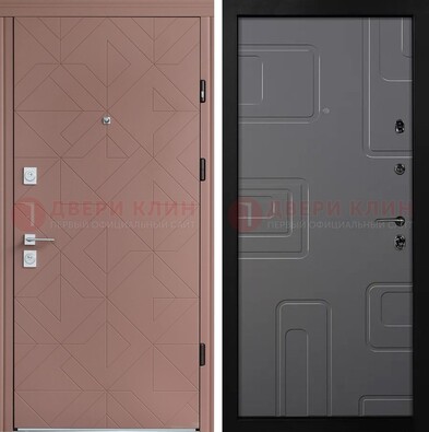 Красная стальная дверь в квартиру с МДФ хайтек ДМ-493 в Бронницах