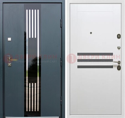 Темная квартирная дверь с разными МДФ ДМ-504 в Бронницах