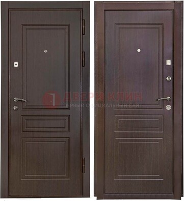 Антивандальная коричневая железная дверь с МДФ ДМ-61 в Бронницах