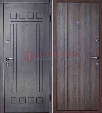 Темная стальная дверь с МДФ с рисунком ДМ-83 в Бронницах