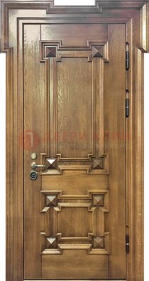 Филенчатая железная дверь с массивом дуба ДМД-56 в Бронницах