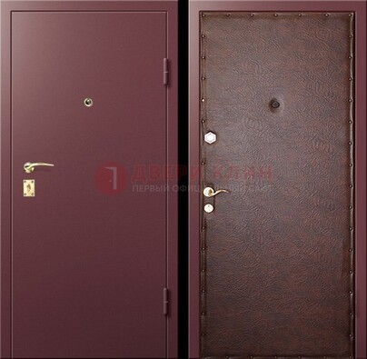 Бордовая железная дверь с нитроэмалью ДН-1 в Бронницах