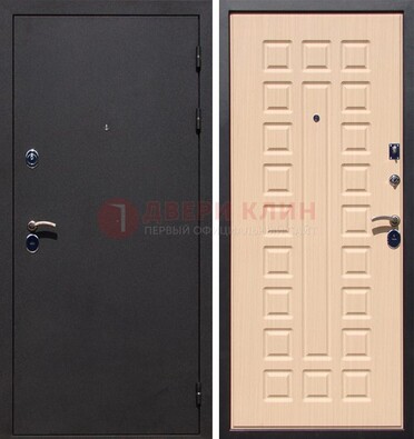 Черная стальная дверь с порошковым окрасом МДФ внутри ДП-102 в Бронницах