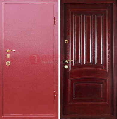 Красная металлическая дверь с порошковым напылением ДП-165 в Бронницах