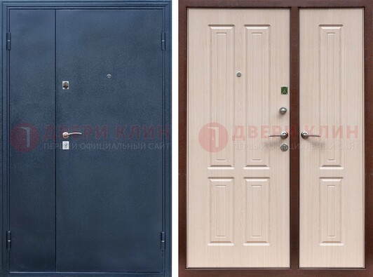 Двустворчатая стальная дверь с порошковым напылением и МДФ ДП-239 в Бронницах