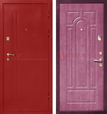 Красная входная дверь с порошковым напылением ДП-240 в Бронницах