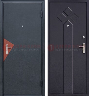 Черная входная дверь с порошковым напылением и узором внутри ДП-241 в Бронницах