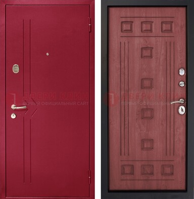 Красная железная дверь с порошковым напылением ДП-242 в Бронницах