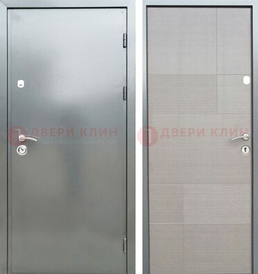 Металлическая серая дверь с порошковым покрытием и серым МДФ внутри ДП-250 в Бронницах