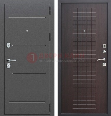 Металлическая дверь с порошковым покрытием и МДФ Махагон ДП-254 в Бронницах