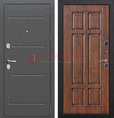Стальная дверь с порошковым покрытием Антик серебро и филенчатой МДФ ДП-267 в Бронницах
