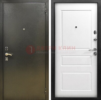 Входная дверь Темное серебро с порошковым напылением и белой МДФ ДП-272 в Бронницах