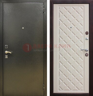 Темно-серая железная дверь с порошковым покрытием и филенчатой МДФ ДП-289 в Бронницах