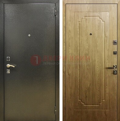 Темно-серая входная дверь с порошковым покрытием и МДФ Золотой дуб ДП-291 в Бронницах
