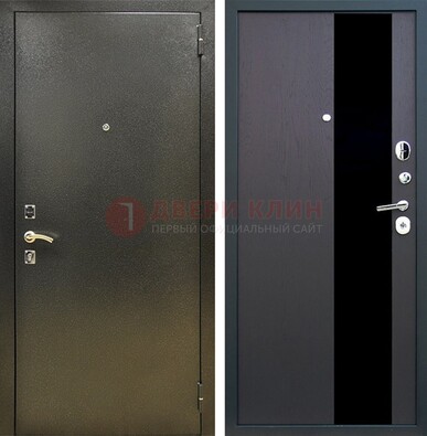 Входная темная дверь с порошковым покрытием и МДФ со стеклом ДП-294 в Бронницах